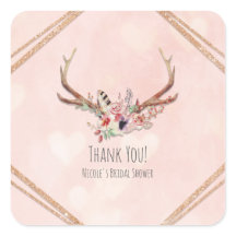 Rose Blush Pink Blumentauber Antlers Boho Chic