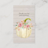 Rose Blush Pink Blütenweiße Kürbis Windelwölfe Visitenkarte (Rückseite)