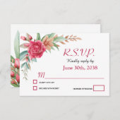 Rose Blush Pink Floral Wedding RSVP (Vorne/Hinten)