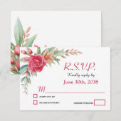 Rose Blush Pink Floral Wedding RSVP Karte (Vorne/Hinten)
