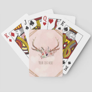 Rose Blush Pink Florale Hirschgeweih Boho Chic Spielkarten