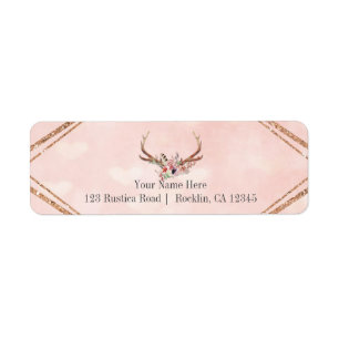 Rose Blush Pink Florale Hirschgeweihe Boho Chic