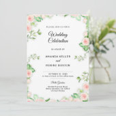 Rose Blush Pink Garden Hochzeit Einladung (Stehend Vorderseite)