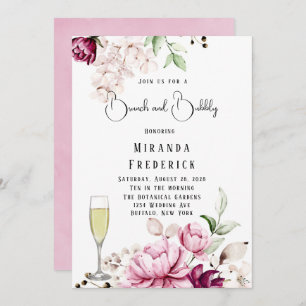 Rose & Blush Pink Paint Peony Brunch & Bubbly Einladung