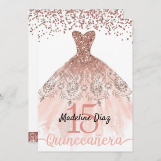 Rose Blush Pink Quinceanera Birthday Einladung