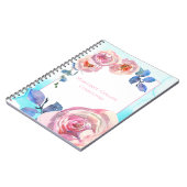 Rose blush pink Roses auf Blue Custom Named Notizblock (Linke Seite)