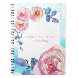 Rose blush pink Roses auf Blue Custom Named Notizblock