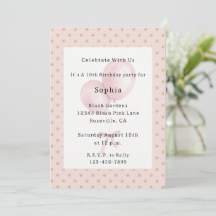 Rose Blush Punkte Rosa Ballons Geburtstag Einladung