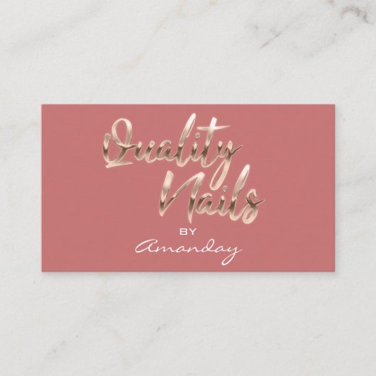 Rose Blush Quality NagelScript QR-Logo Visitenkarte (Vorderseite)
