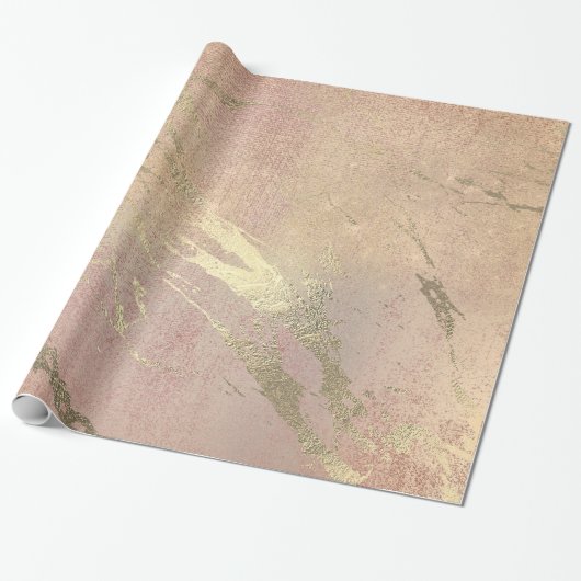 Rose Blush Schlaganfall Skin Gold Marmorgarten Geschenkpapier (Ungerollt)