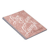 Rose Blush Script Live Liebe Laugh Glitzer Dots Notizblock (Rechte Seite)