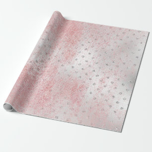 Rose Blush Silver Gray Gold Schönheit Rosa Punkte Geschenkpapier