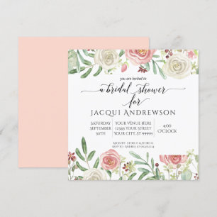 Rose Blush und Elfenbein Blumenkohl Brautparty Pl Einladung