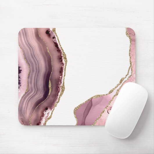 Rose Blush und Gold Glitzer Agate Mousepad (Mit Mouse)