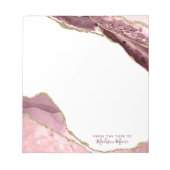 Rose Blush und Gold Glitzer Agate Notizblock (Vorderseite)