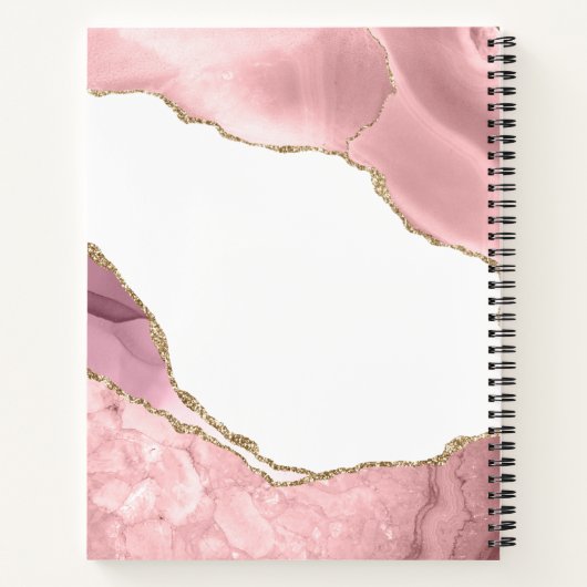 Rose Blush und Gold Glitzer Agate Notizblock (Rückseite)