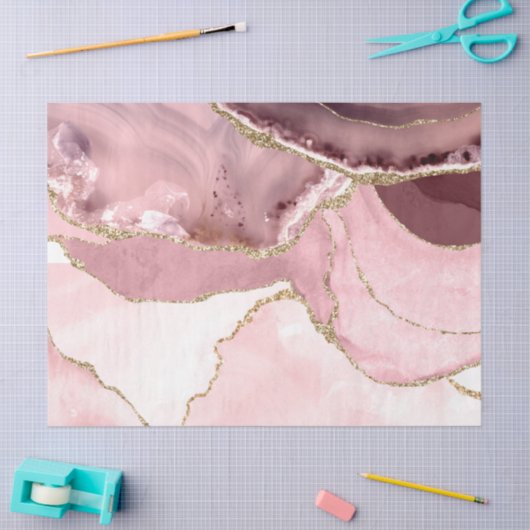 Rose Blush und Gold Glitzer Agate Seidenpapier (Basteln)
