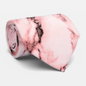 Rose Blush White Marble Stone Neck Tie Krawatte (Gerollt)