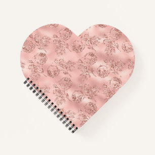 Rose Blütenblütenblütenblume Glitzer, Herz geformt Notizblock