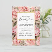 Rose Blütenfarben Brautparty Einladung (Stehend Vorderseite)