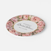 Rose Blütenfarben Brautparty Pappteller (Schrägansicht)