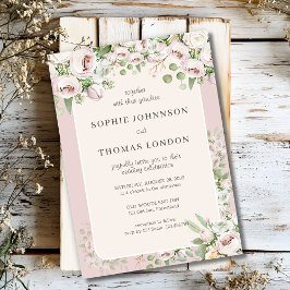 Rose Blütenfarbene Hochzeit Einladung