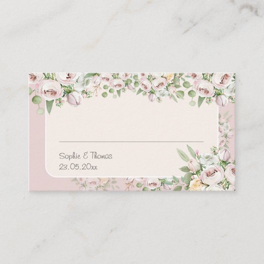 Rose Blütenfarbene Hochzeit Platzkarte (Vorderseite)