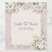 Rose Blütenfarbene Hochzeit Weinetikett (Einzelnes Label)