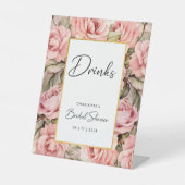 Rose Blütenfarbenes Brautparty Getränke Sockelschild (Vorderseite)