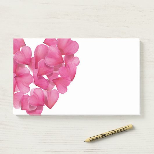 Rose Blütenherzen Kaskade Post-it-Notizblock Post-it Klebezettel (Auf Schreibtisch)