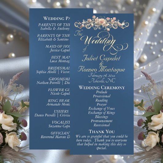Rose Bogen - Blaue Hochzeit Programm