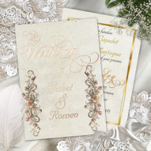 Rose-Bogenränder und Kalligrafie - Creme