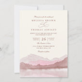 Rose Boho Aquarell Berg QR-Code Hochzeit Einladung (Vorderseite)