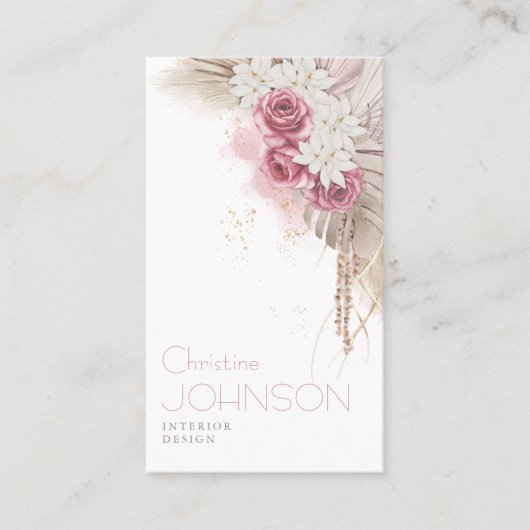 Rose Boho Bohemisch Chic Visitenkarte (Vorderseite)