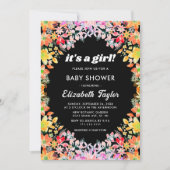 Rose Boho Botanical Floral Baby Dusche Einladung (Vorderseite)