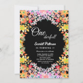 Rose Boho Botanische Blüte 1. Geburtstag Einladung (Vorderseite)