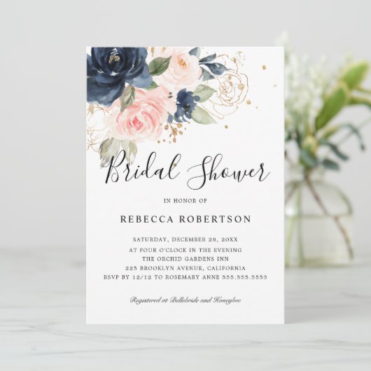 Rose Boho Brautparty Einladung (Stehend Vorderseite)