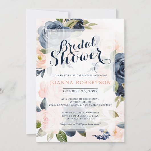 Rose Boho Brautparty Einladung (Vorderseite)