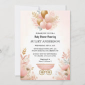 Rose Boho Gold Mama Chic Spring Baby Dusche Einladung (Vorderseite)