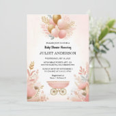 Rose Boho Gold Mama Chic Spring Baby Dusche Einladung (Stehend Vorderseite)