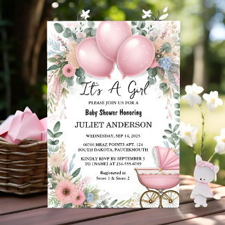 Rose Boho Gold Mama Chic Spring Girl Dusche Einladung