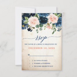 Rose Boho Rustic Country Wedding RSVP Karte