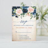 Rose Boho Rustic Country Wedding RSVP Karte (Stehend Vorderseite)