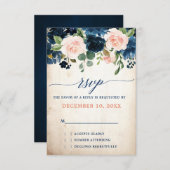 Rose Boho Rustic Country Wedding RSVP Karte (Vorne/Hinten)