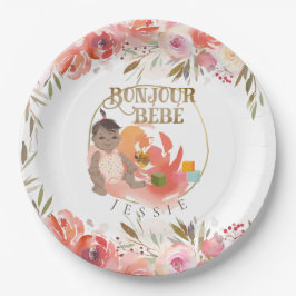 Rose Bonjour Girl Baby Pappteller