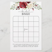 Rose Bordeaux Brautparty Bingo (Vorderseite)