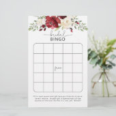 Rose Bordeaux Brautparty Bingo (Stehend Vorderseite)