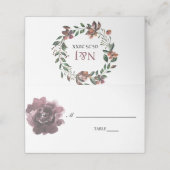 Rose bordeauxfarbene Blume Shabby Chic Platzkarte (Außenseite Aufgefaltet)