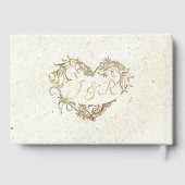 Rose Border & Heart Monogramm - Creme Gästebuch (Rückseite)