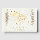 Rose Border & Heart Monogramm - Creme Gästebuch (Vorderseite)